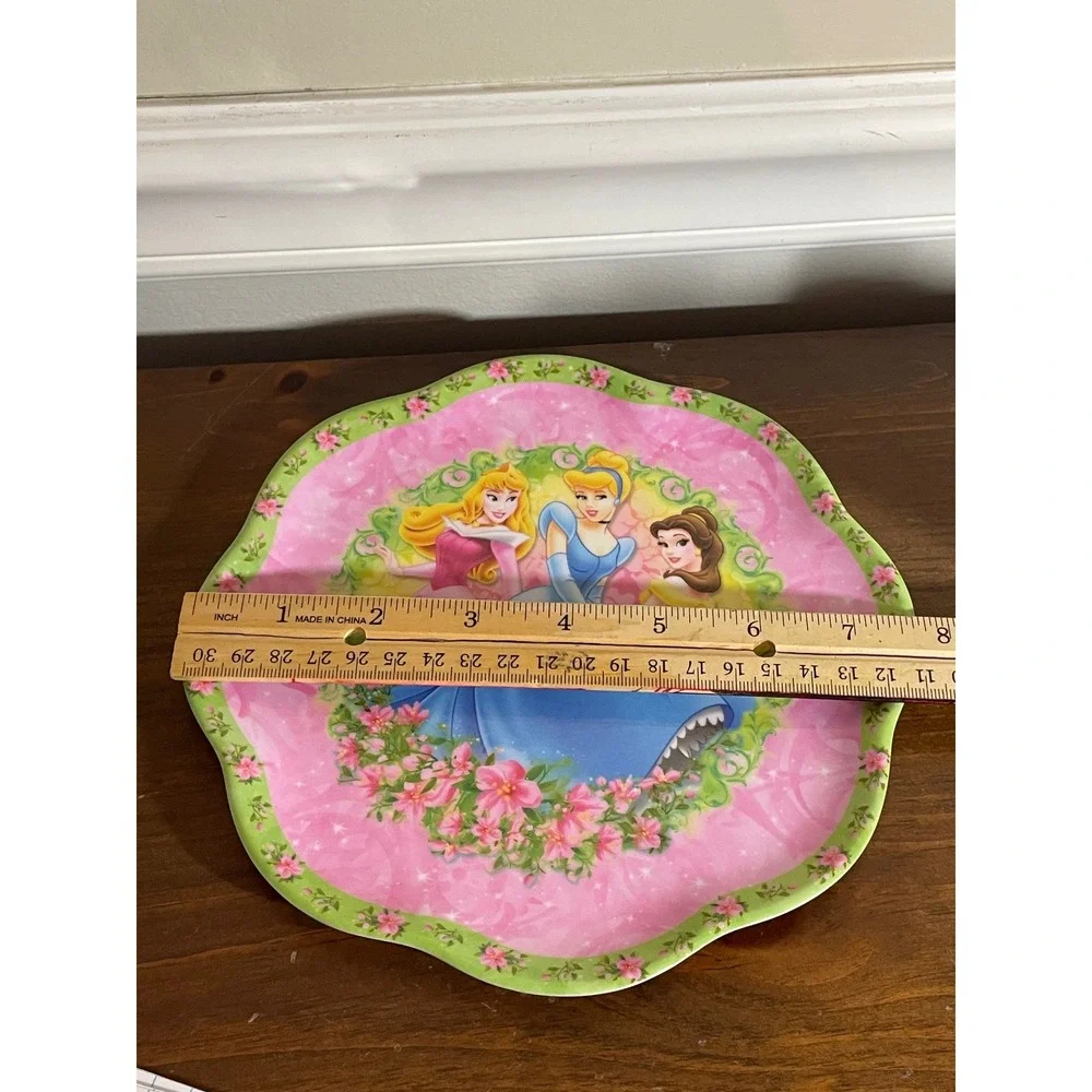 Zak Designs Disney Princess Melamine Plate Aurora Cinderella Belle Pink 8 Inch